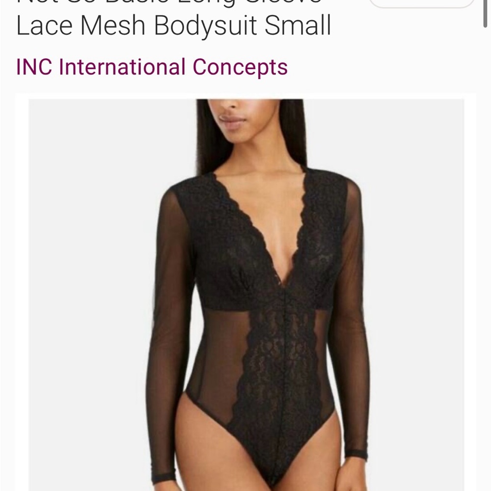 INC International Concepts Black Fitted Cut Out Bodysuit